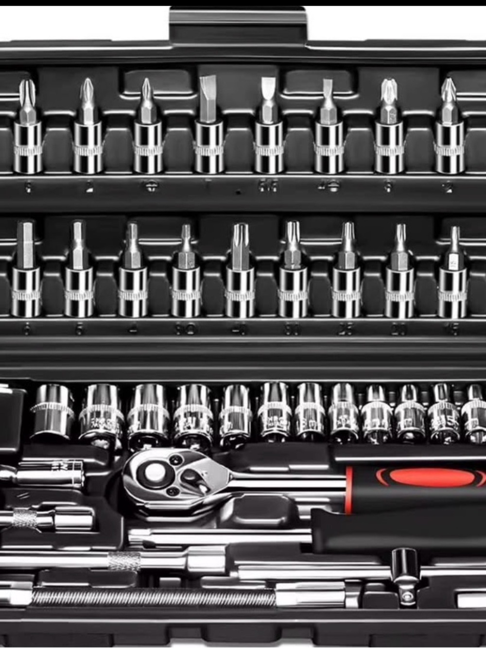 Mechanic Socket and Ratchet Tool Set - Black/Red
